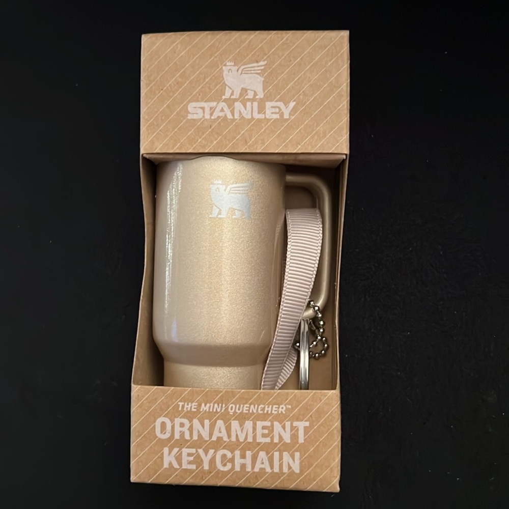 Stanley Ornament Keychain “The Mini Quencher” Honey Talks Gold color.
